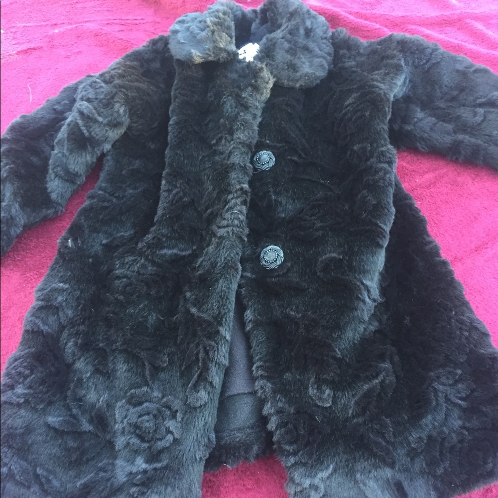 4t fur coat long black